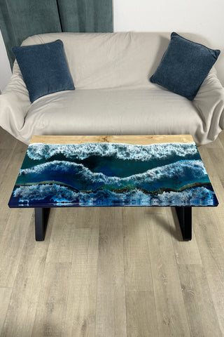Glow in the Dark Epoxy Resin Ocean Art Table