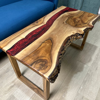 Red Epoxy River Walnut Coffee Table