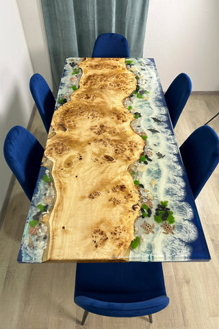 Underwater Sealife Glowing in Dark Dining Table for 6 Seats