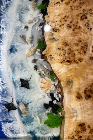 Underwater Sealife Glowing in Dark Dining Table for 6 Seats