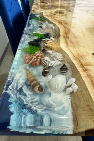 Underwater Sealife Glowing in Dark Dining Table for 6 Seats