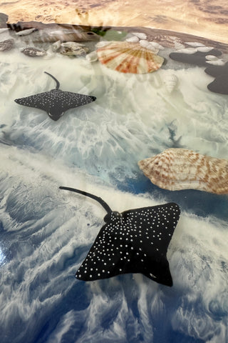 Underwater Sealife Glowing in Dark Dining Table for 6 Seats