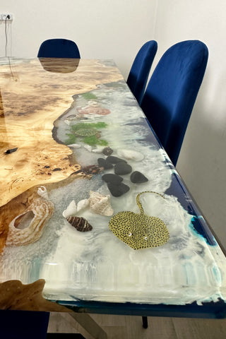 Underwater Sealife Glowing in Dark Dining Table for 6 Seats