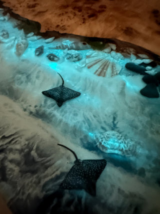 Im Dunkeln leuchtender Unterwasser-Sealife-Esstisch für 6 Sitzplätze