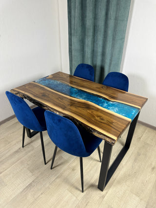 Black walnut Resin Dining Table Glowing in the dark