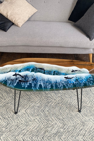 Surfboard Coffee Table with Epoxy Resin