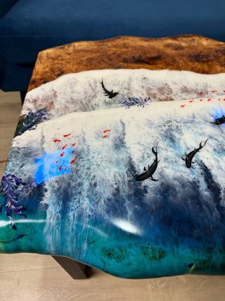 Epoxy Coffee Table with Glowing Fish