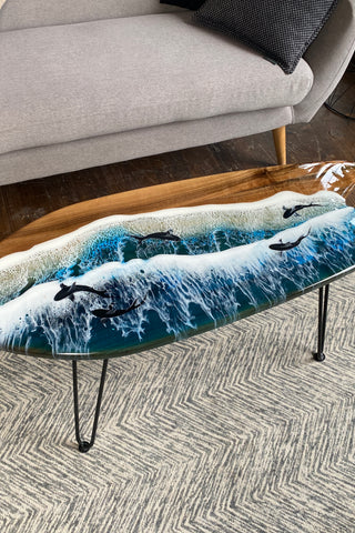Surfboard Coffee Table with Epoxy Resin
