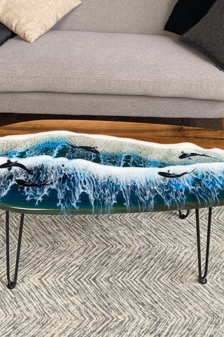 Surfboard Coffee Table with Epoxy Resin