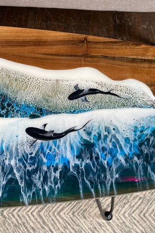 Surfboard Coffee Table with Epoxy Resin