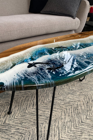 Surfboard Coffee Table with Epoxy Resin
