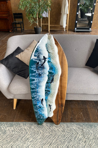 Surfboard Coffee Table with Epoxy Resin