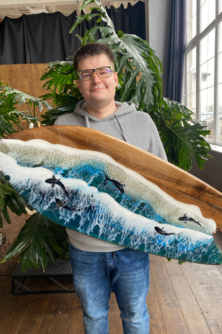 Surfboard Coffee Table with Epoxy Resin