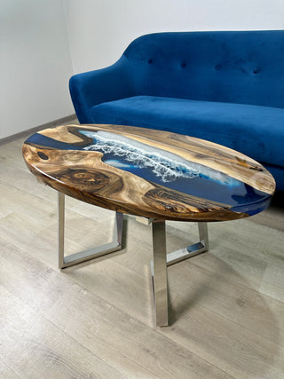 Oval Ocean Epoxy River Coffee Table