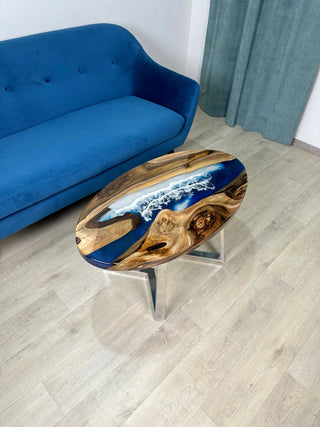 Oval Ocean Epoxy River Coffee Table