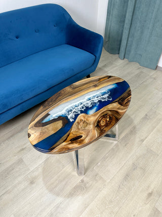 Oval Ocean Epoxy River Coffee Table