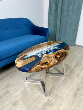 Oval Ocean Epoxy River Coffee Table