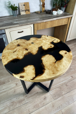 Schwarze Tischplatte aus Kunstharz