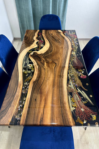 Walnut epoxy dining table