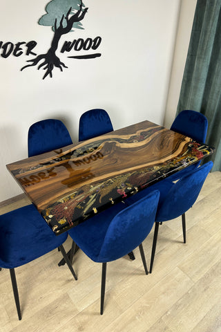 Walnut epoxy dining table
