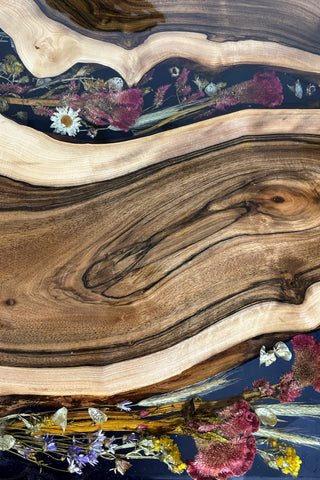 Walnut epoxy dining table