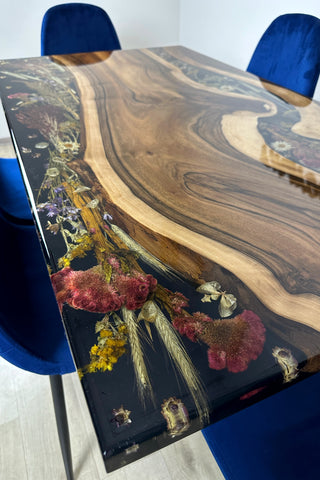 Walnut epoxy dining table