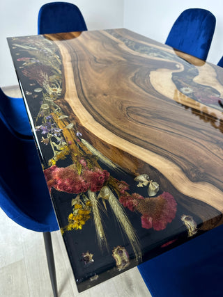 Floral Epoxy Resin Dining Table
