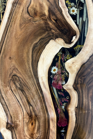 Walnut epoxy dining table