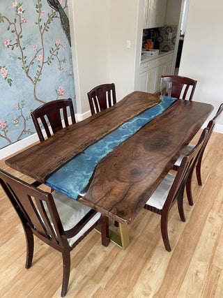 Black Walnut Wood Epoxy River Big Conference table