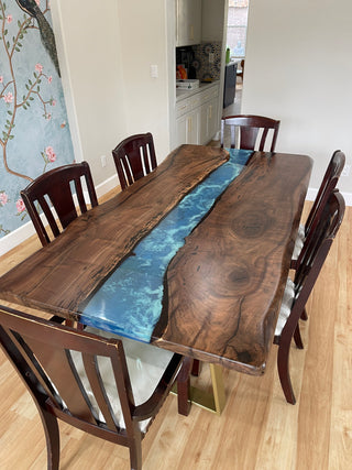 Black Walnut Wood Epoxy River Big Conference table