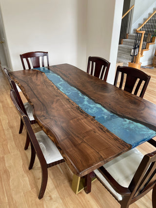 Black Walnut Wood Epoxy River Big Conference table