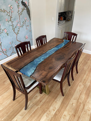 Black Walnut Wood Epoxy River Big Conference table