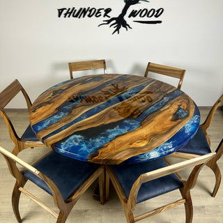 Round Resin Dining Table and Chairs Set for 6