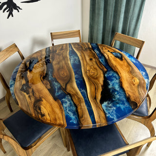 Round Resin Dining Table and Chairs Set for 6