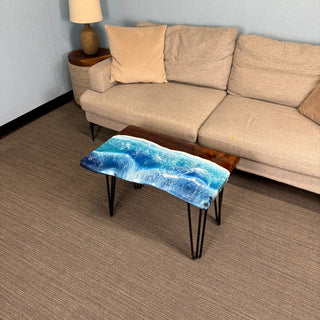 Black Walnut Wood Live Edge Ocean Epoxy Table