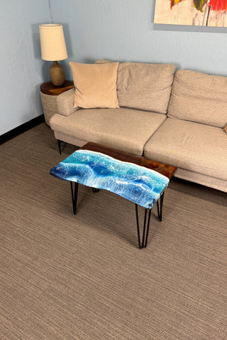 Black Walnut Wood Live Edge Ocean Epoxy Table
