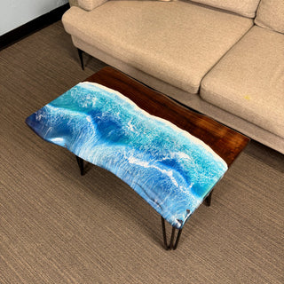 Black Walnut Wood Live Edge Ocean Epoxy Table