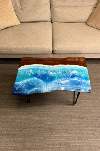 Black Walnut Wood Live Edge Ocean Epoxy Table