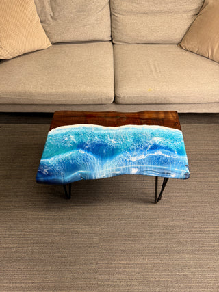 Black Walnut Wood Live Edge Ocean Epoxy Table