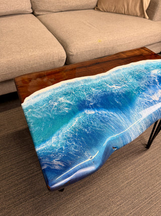 Black Walnut Wood Live Edge Ocean Epoxy Table