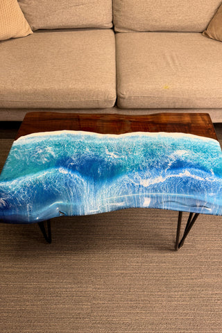 Black Walnut Wood Live Edge Ocean Epoxy Table