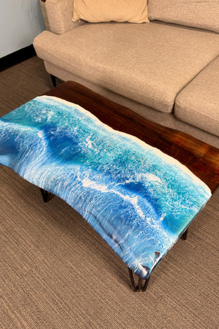 Black Walnut Wood Live Edge Ocean Epoxy Table