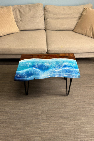 Black Walnut Wood Live Edge Ocean Epoxy Table