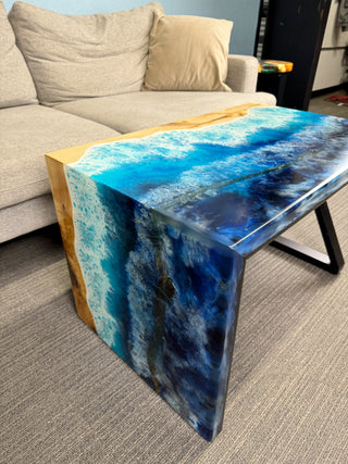 Waterfall Coffee Table with Ocean Resin River