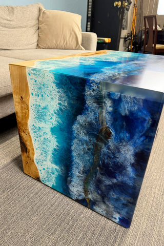 Waterfall Coffee Table with Ocean Resin River