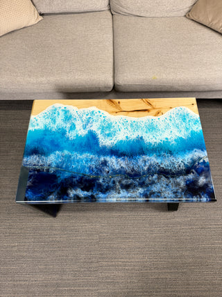 Waterfall Coffee Table with Ocean Resin River