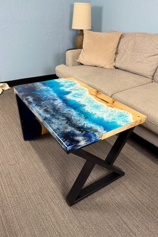 Waterfall Coffee Table with Ocean Resin River