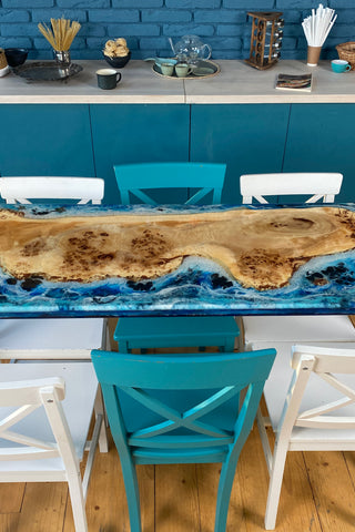 Epoxy Wood Dining Table With Fish