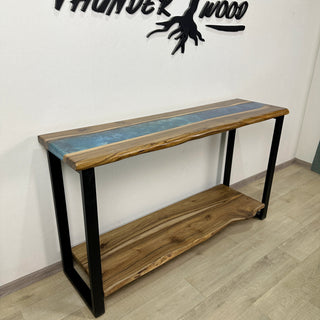 Accent Epoxy River Console Table With Shelf