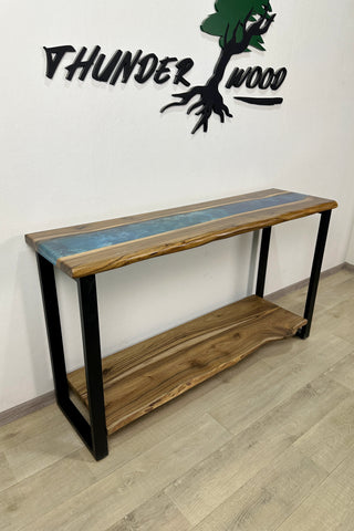 Accent Epoxy River Console Table With Shelf